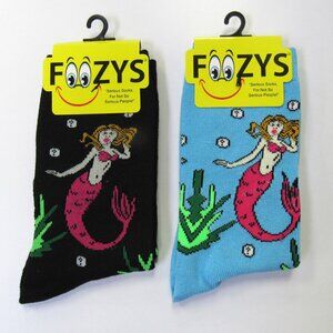 2 Pairs Mermaid Print Women's Ladies Girls Novelty Fun Socks Stocking Stuffers
